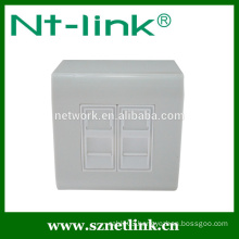 High quality dual port rj45 face plate with bottom box,suitable for rj45 keystone module jack